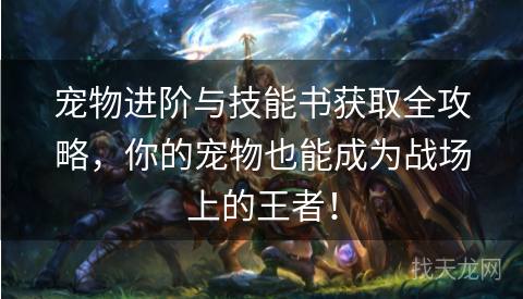 宠物进阶与技能书获取全攻略，你的宠物也能成为战场上的王者！