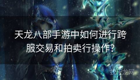 天龙八部手游中如何进行跨服交易和拍卖行操作？