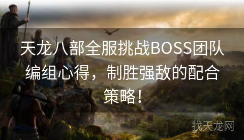 天龙八部全服挑战BOSS团队编组心得，制胜强敌的配合策略！